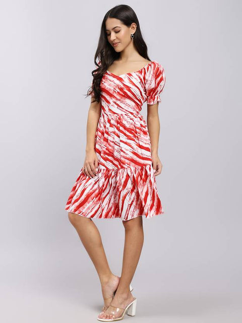 Women A-line Red Above Knee/Mid Thigh Length Dress