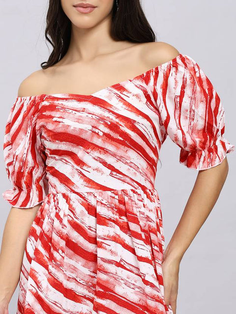 Women A-line Red Above Knee/Mid Thigh Length Dress