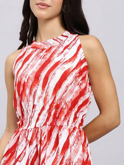 Women A-line Red Midi/Calf Length Dress