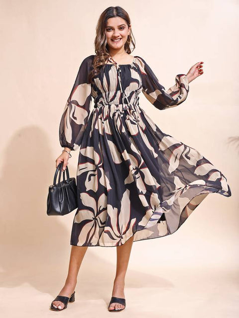 Fit and Flare Black Maxi/Full Length Dress