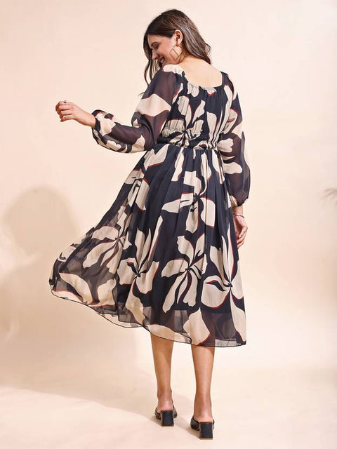 Fit and Flare Black Maxi/Full Length Dress