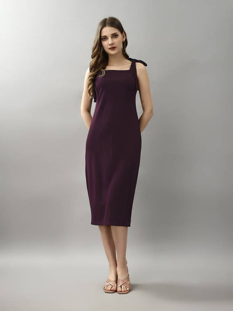 Women Bodycon Maroon Midi/Calf Length Dress