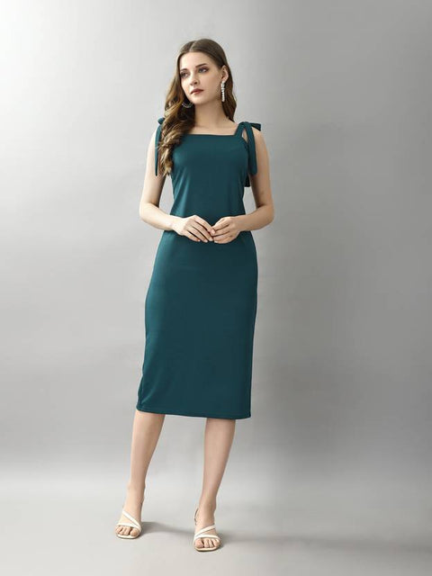 Women Bodycon Dark Green Midi/Calf Length Dress