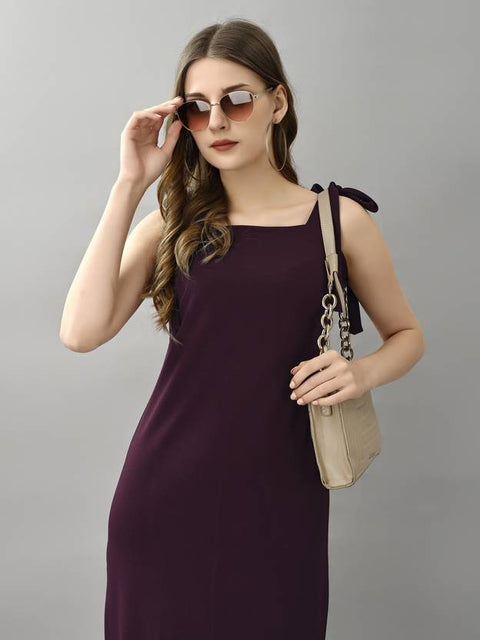 Women Bodycon Maroon Midi/Calf Length Dress
