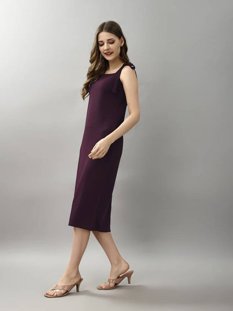 Women Bodycon Maroon Midi/Calf Length Dress