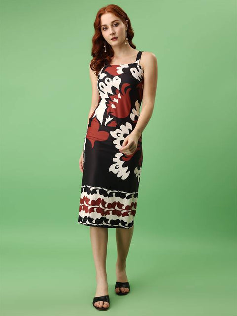 Women Bodycon Black, Brown Midi/Calf Length Dress