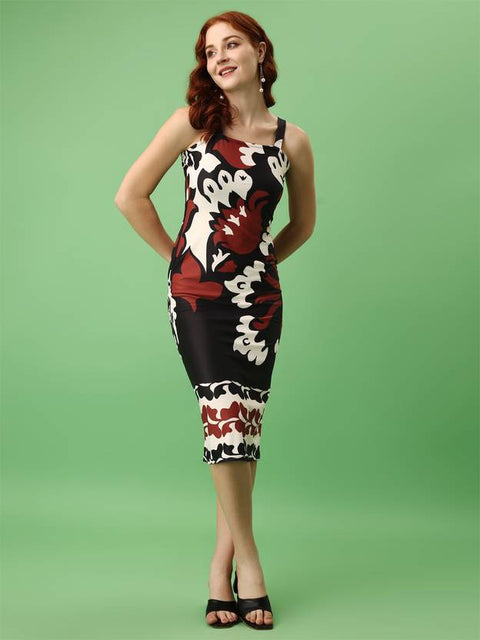 Women Bodycon Black, Brown Midi/Calf Length Dress