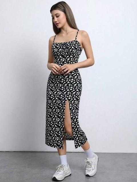 Women Bodycon Black Midi/Calf Length Dress