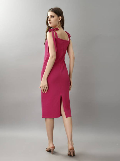 Women Bodycon Pink Midi/Calf Length Dress