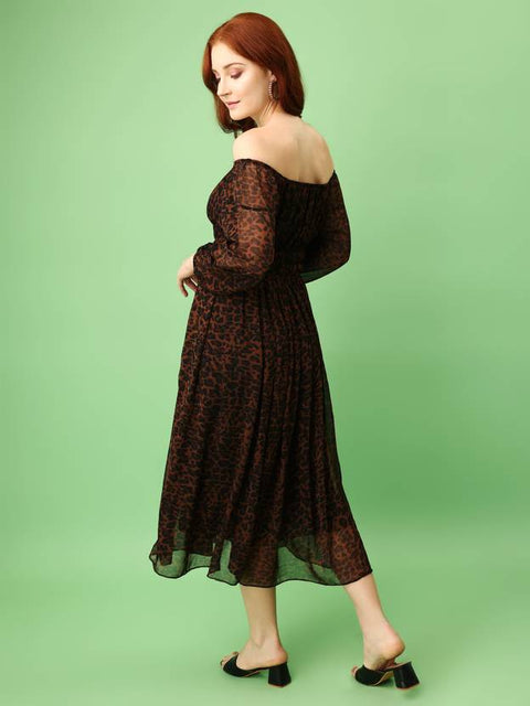 Women Fit and Flare Brown, Green, Maroon, Black, Blue, Pink, Yellow, Red, Purple, Orange Maxi/Full Length Dress