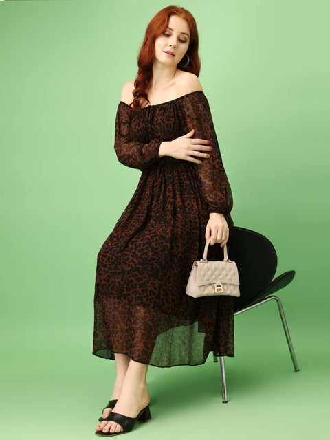 Women Fit and Flare Brown, Green, Maroon, Black, Blue, Pink, Yellow, Red, Purple, Orange Maxi/Full Length Dress