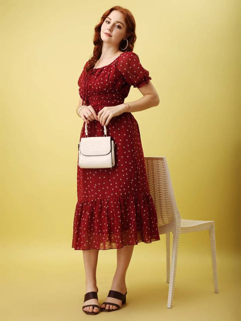 Women Fit and Flare Brown, Green, Maroon, Black, Blue, Pink, Yellow, Red, Purple, Orange Maxi/Full Length Dress