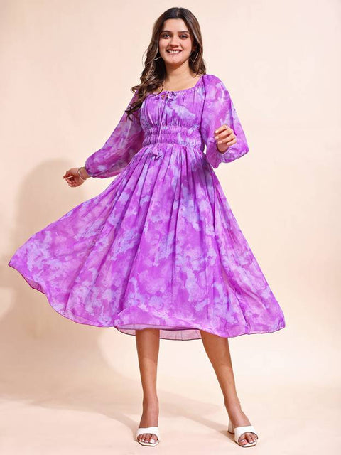 Women Fit and Flare Multicolor Maxi/Full Length Dress