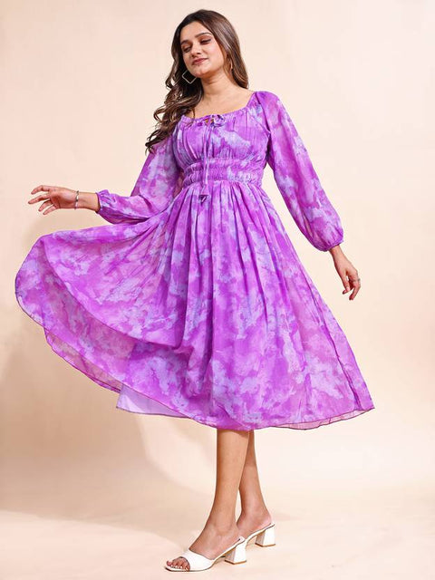 Women Fit and Flare Multicolor Maxi/Full Length Dress