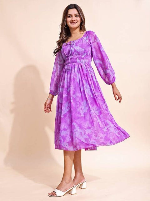 Women Fit and Flare Multicolor Maxi/Full Length Dress