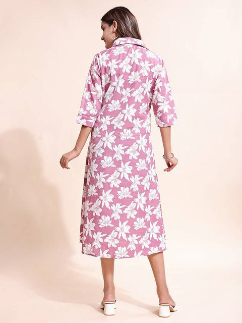 Women Fit and Flare Pink Midi/Calf Length Dress