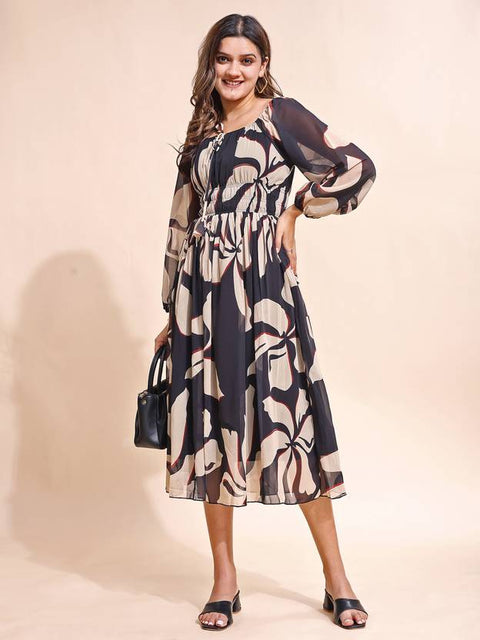 Fit and Flare Black Maxi/Full Length Dress