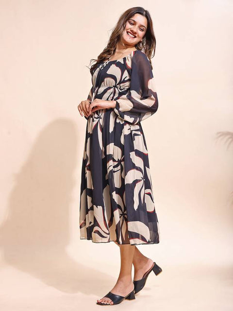 Fit and Flare Black Maxi/Full Length Dress