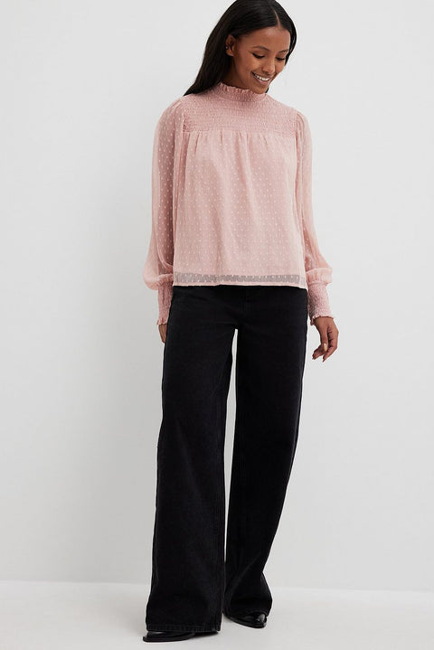 Attire Empire Casual Bishop Sleeve Solid Women Pink Top