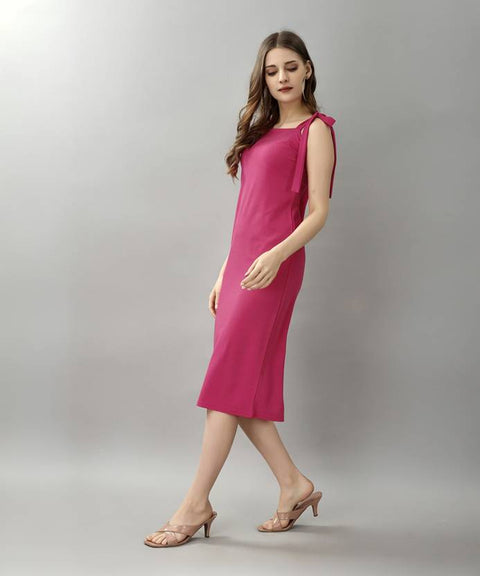 Women Bodycon Pink Midi/Calf Length Dress