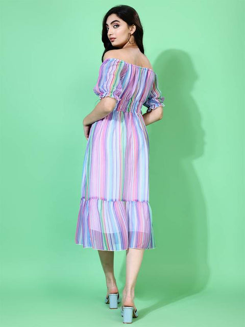 Women Fit and Flare Purple Midi/Calf Length Dress
