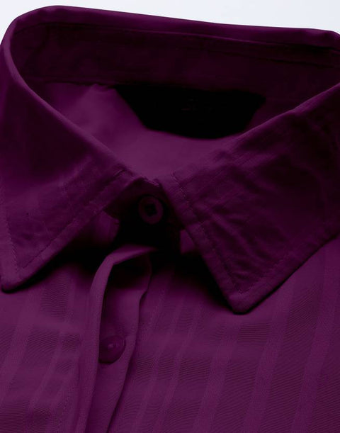 Attire Empire Women Regular Fit Printed Spread Collar Casual Purple Shirt