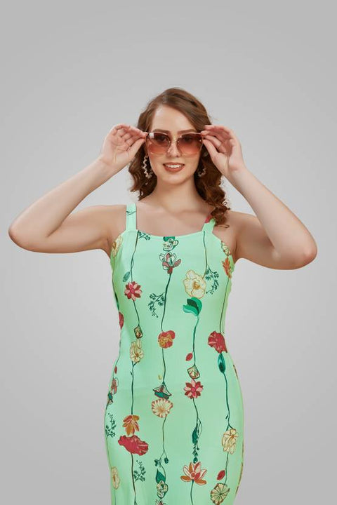 Women Bodycon Green Below Knee Dress