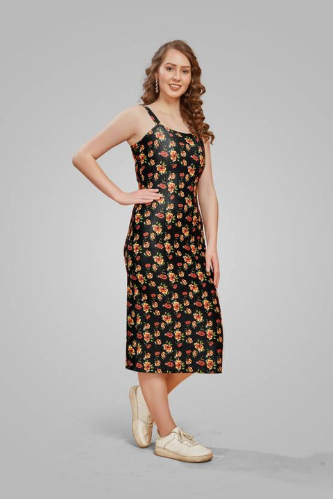 Women Bodycon Black Below Knee Dress