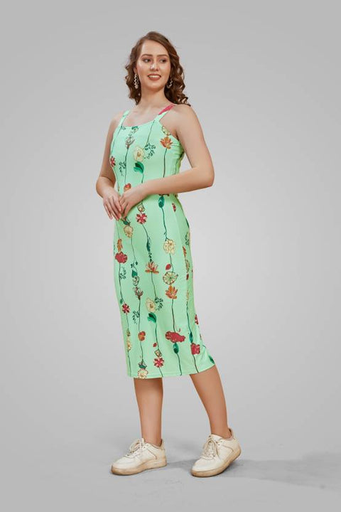 Women Bodycon Green Below Knee Dress