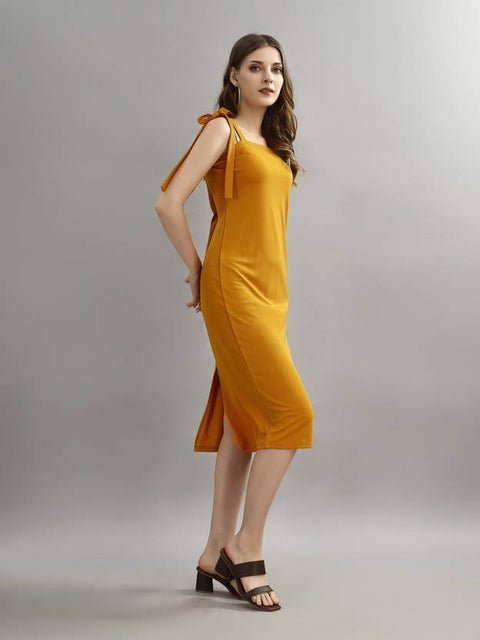 Women Bodycon Yellow Midi/Calf Length Dress