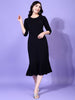 Women Bodycon Black Midi/Calf Length Dress