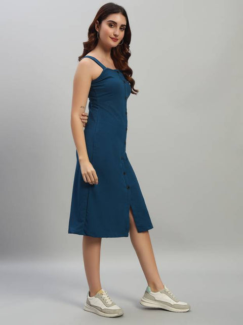 Bodycon Blue Below Knee Dress