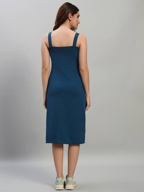 Bodycon Blue Below Knee Dress