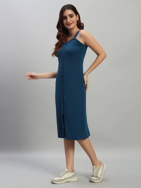 Bodycon Blue Below Knee Dress