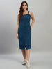 Women Bodycon Blue Below Knee Dress