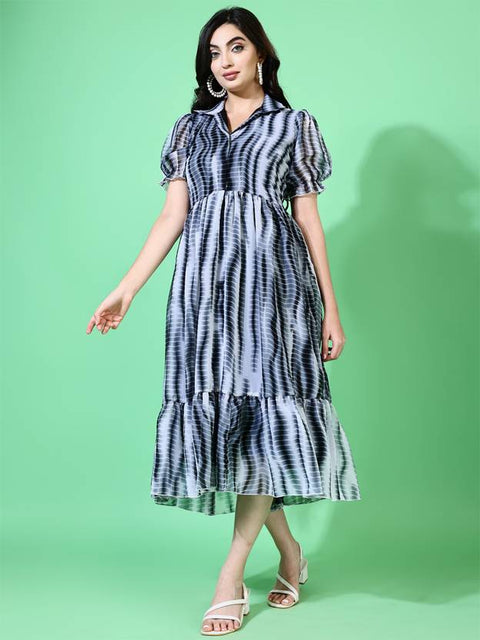 Women Fit and Flare Black Below Knee Dress