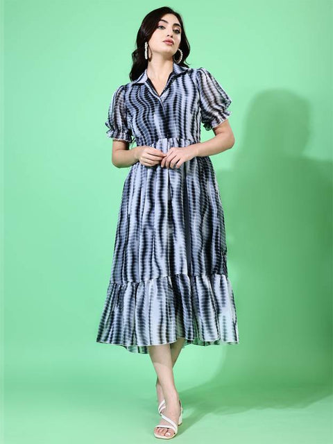 Women Fit and Flare Black Below Knee Dress