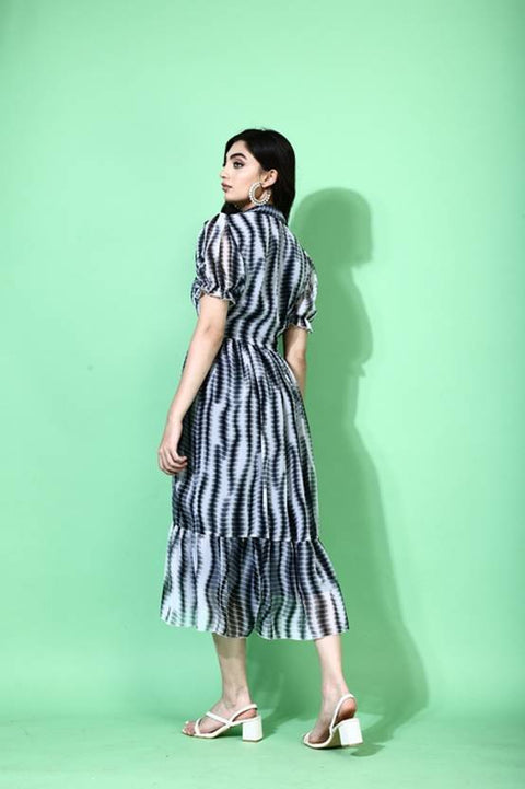 Women Fit and Flare Black Below Knee Dress