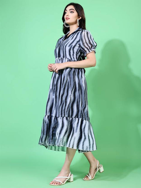 Women Fit and Flare Black Below Knee Dress