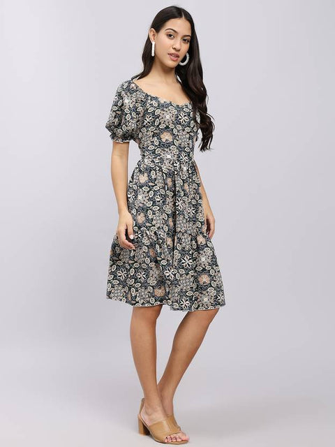 Women A-line Beige Above Knee/Mid Thigh Length Dress