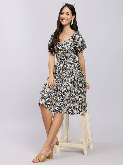 Women A-line Beige Above Knee/Mid Thigh Length Dress