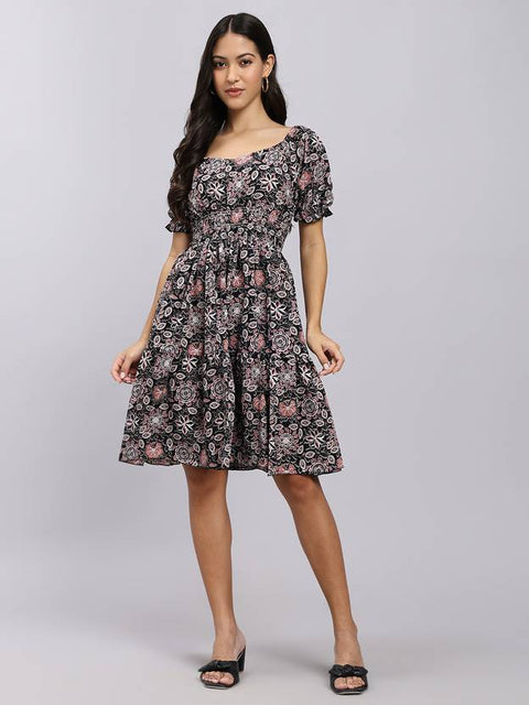 Women A-line Beige Above Knee/Mid Thigh Length Dress