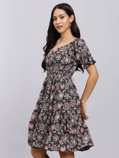 Women A-line Beige Above Knee/Mid Thigh Length Dress