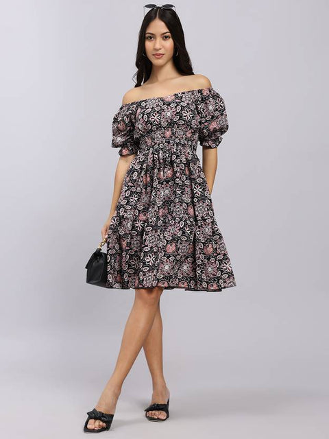 Women A-line Beige Above Knee/Mid Thigh Length Dress