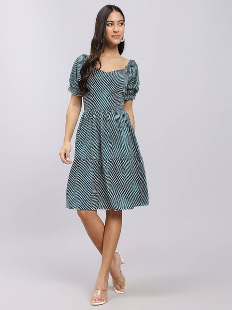 Women A-line Green Mini/Short Dress