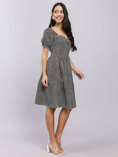 Women A-line Black Mini/Short Dress