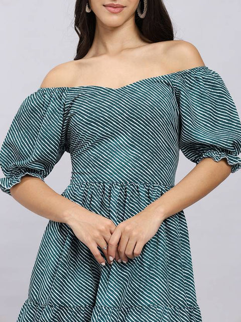 Women A-line Green Mini/Short Dress