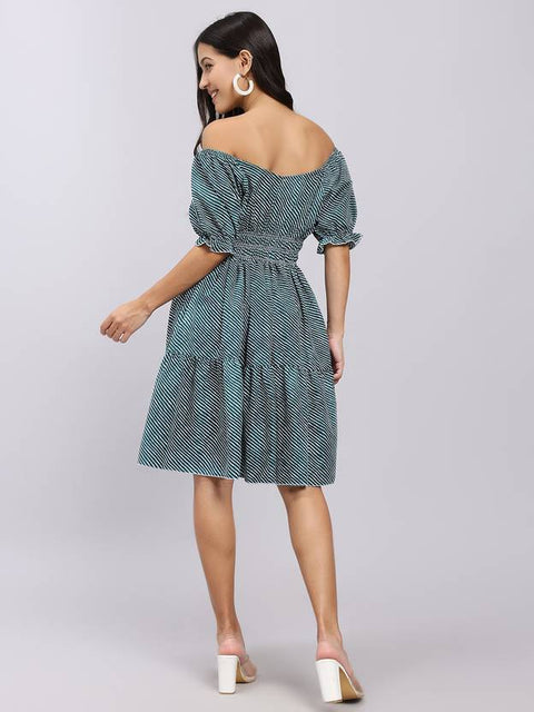 Women A-line Green Mini/Short Dress