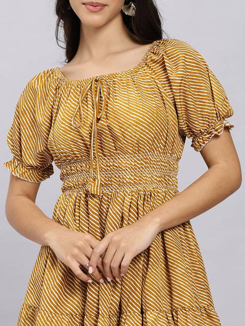 Women A-line Brown Mini/Short Dress