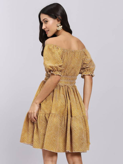 Women A-line Brown Mini/Short Dress